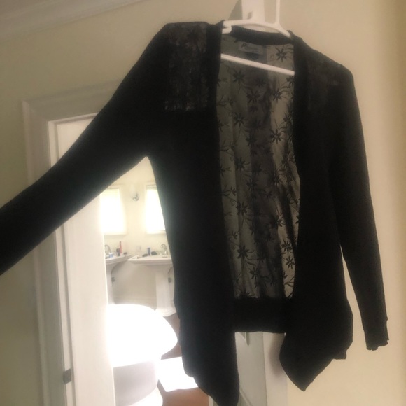 Beautiful black cardigan with interesting sheer details - Picture 3 of 3